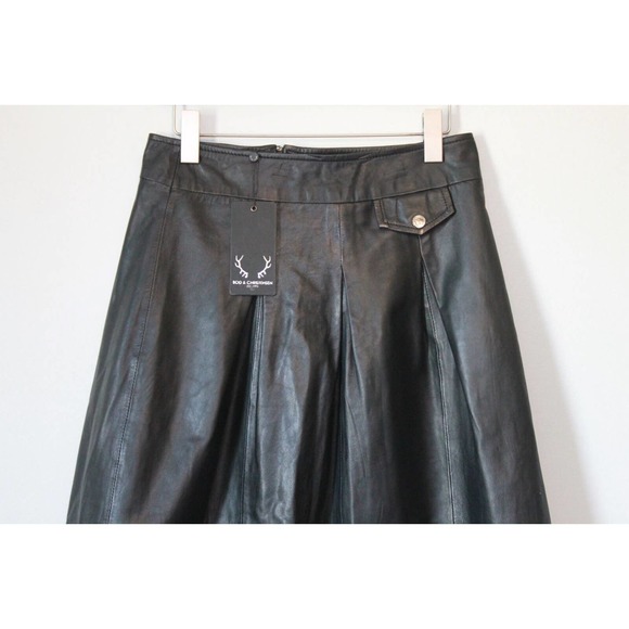 NWT Bod & Christensen Soft Leather Sissy Midi Skirt Black Women's Size 12 H14127 - Picture 3 of 12